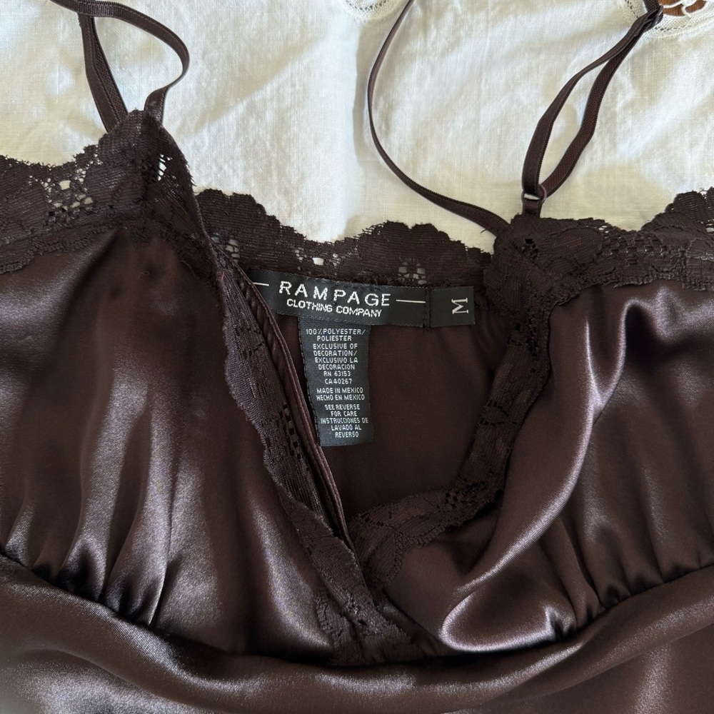 VTG Rampage Brown Whimsy Satin Camisole - Picture 3 of 4